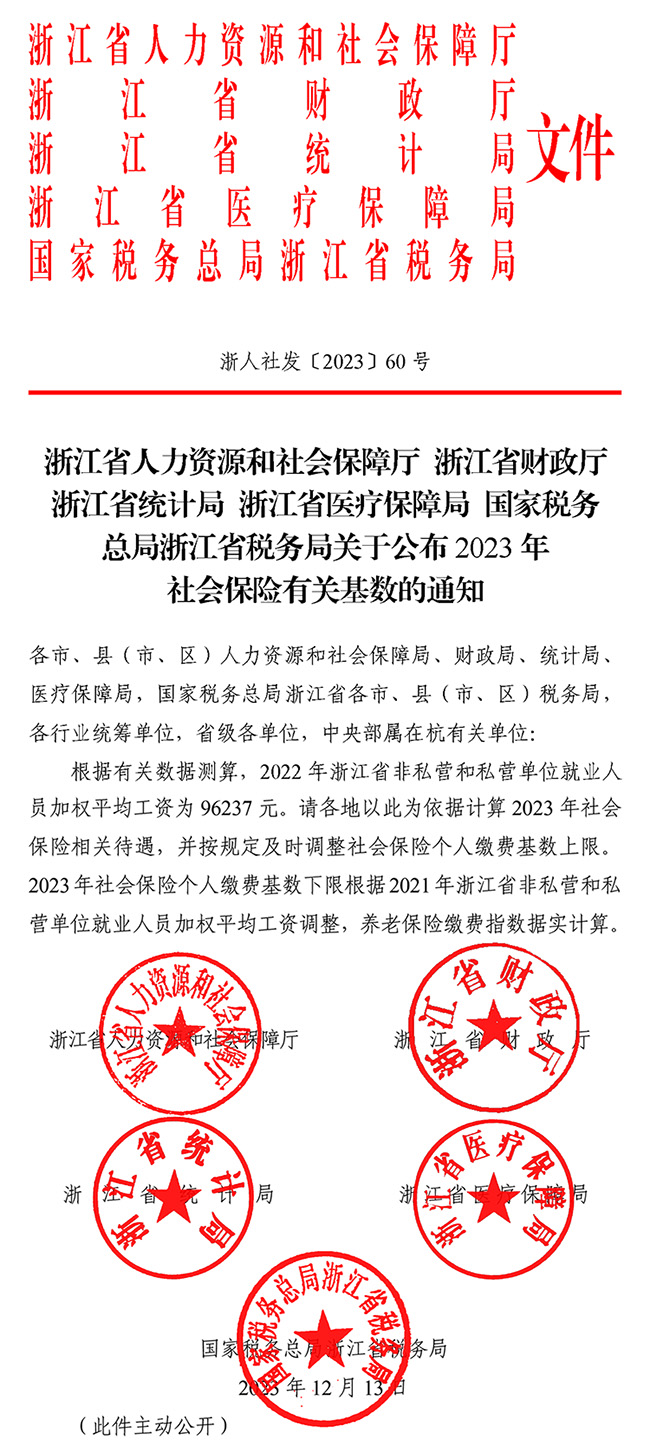 剛剛，2023年浙江社保基數上下限來了